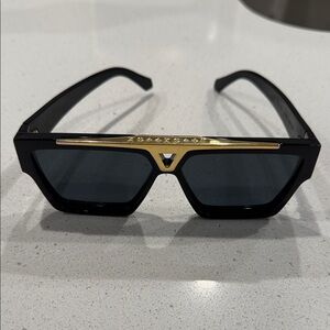 Louis Vuitton Black Sunglasses with Gold Accents